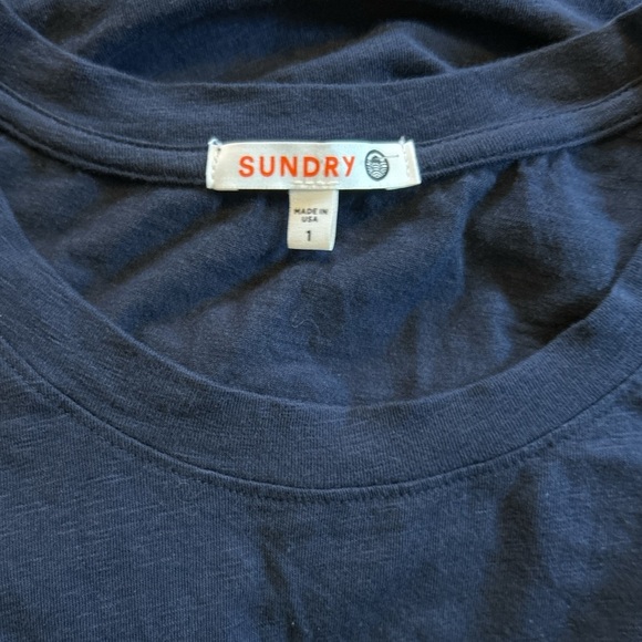 Sundry Womens Round Neck ruched bottom Navy bodycon dress. - Picture 3 of 8